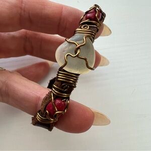 Handmade Leather Stone Bracelet